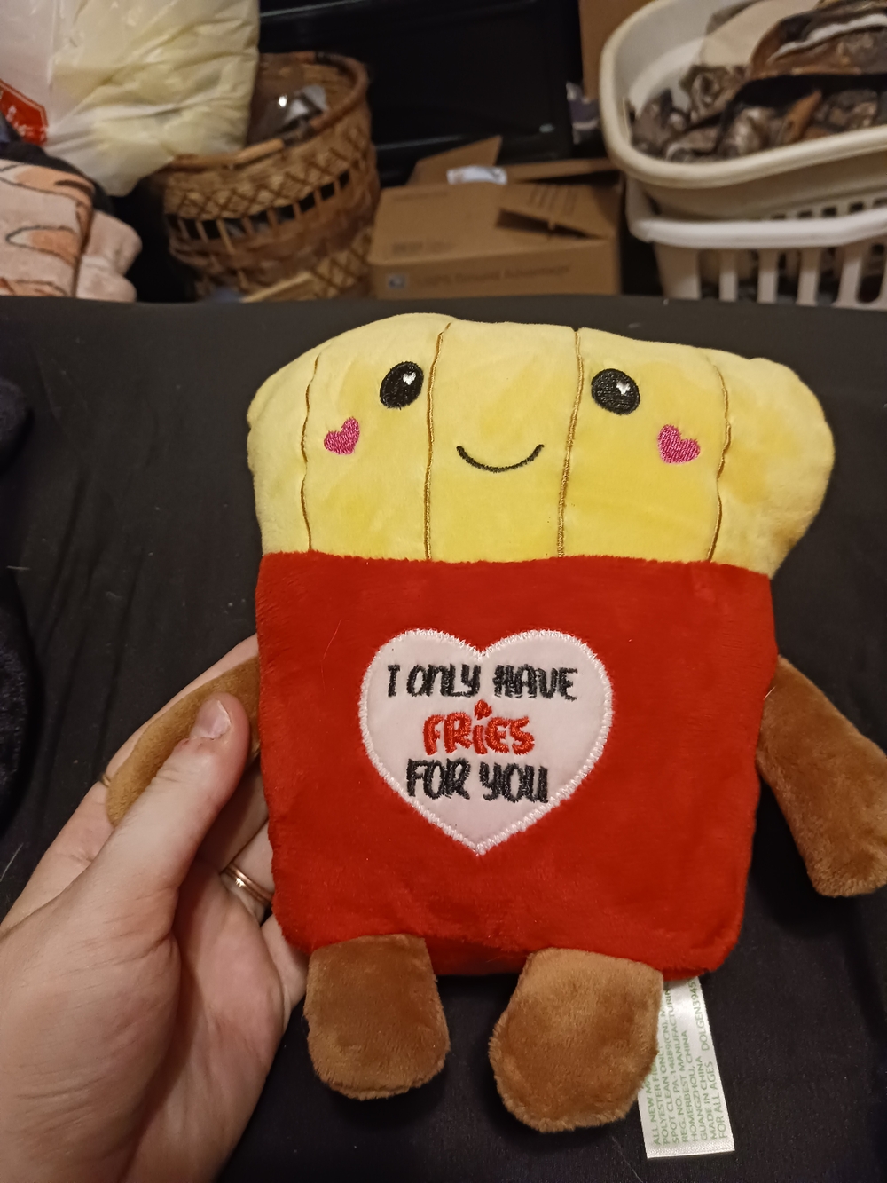 Plush French Fry Valentine Toy - Yellow & Red